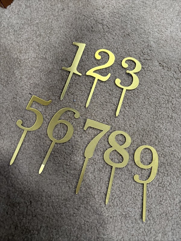 Gold Number Cake Toppers Set- Missing The 4 And 0