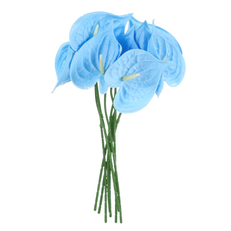 8Pcs 11inch Artificial Anthurium Flowers, Sky Blue