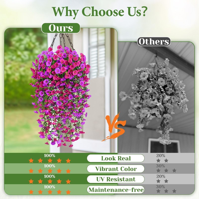 Yastouay Artificial Hanging Flowers For Outdoors Fake Hanging Flowers For gallery
