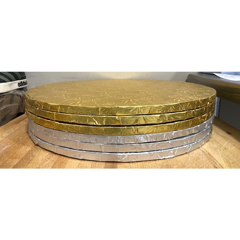 Cake Drums 16" Round 1/2" Thick Gold/Silver Wrap CK Products 6ct gallery