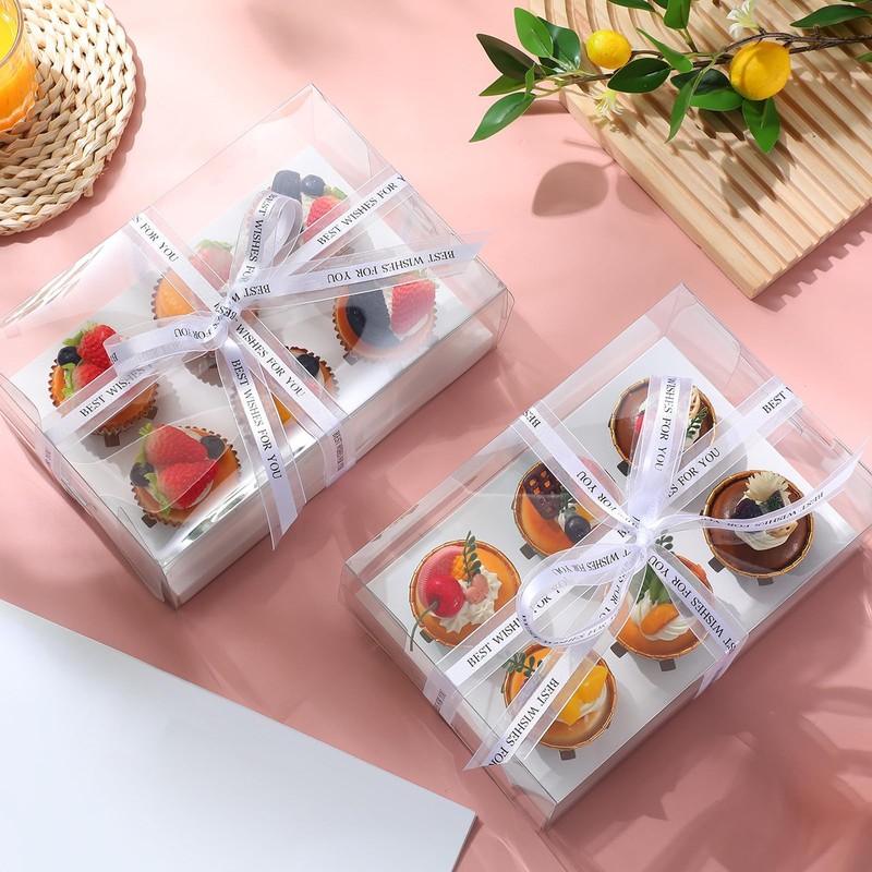 24 Pack Clear Cupcake Boxes 6 Count Plastic Clear Cupcake Containers with Gif... gallery