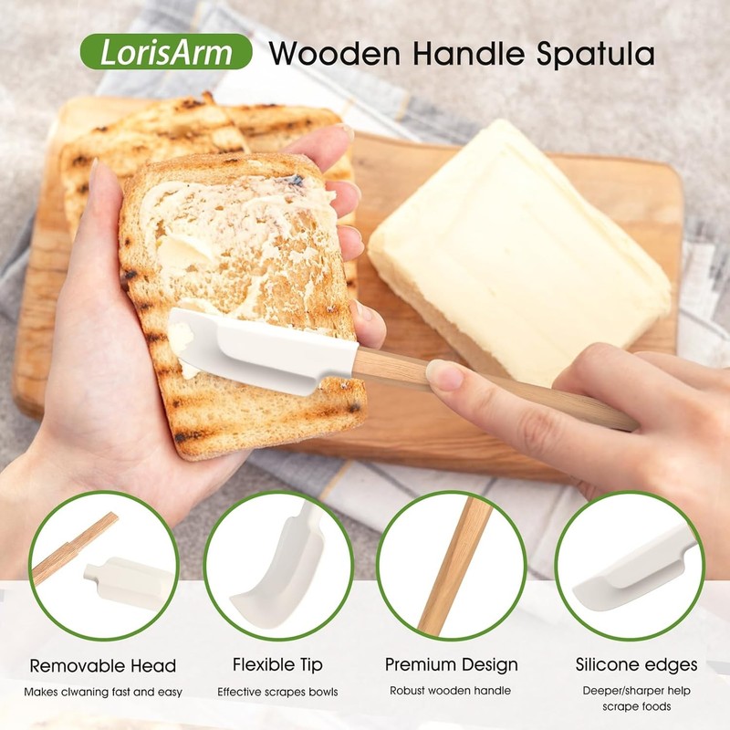 Wooden Handle Spatula Set, 12" & 9" Rubber Spatula Silicone gallery