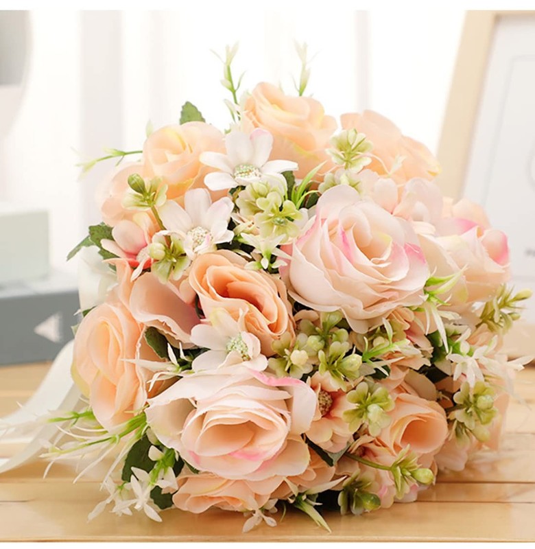 Cyanlux Wedding Bouquets For Bride Bridesmaid Bouquet Champagne White gallery