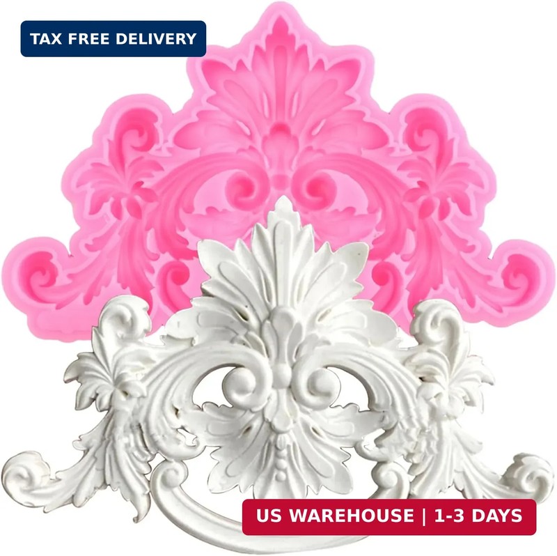 Baroque Style Curlicues Scroll Lace Fondant Silicone Molds Scroll Relief Flower