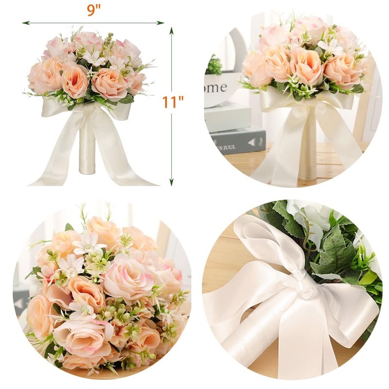 Cyanlux Wedding Bouquets For Bride Bridesmaid Bouquet Champagne White gallery