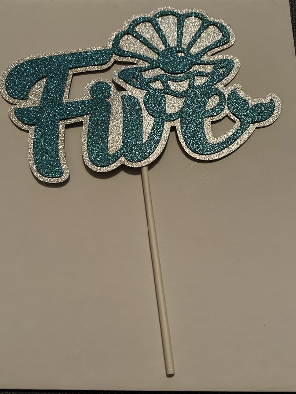 5th Birthday Cake Topper Silver Blue Glitter Number Five Children Birthday Party gallery