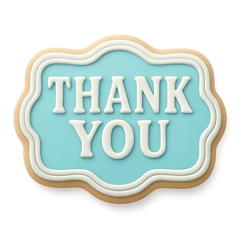 Retro Thank You Logo Cookie Cutter & Stamp, Fondant & Clay Cutter - 4x3.2" gallery