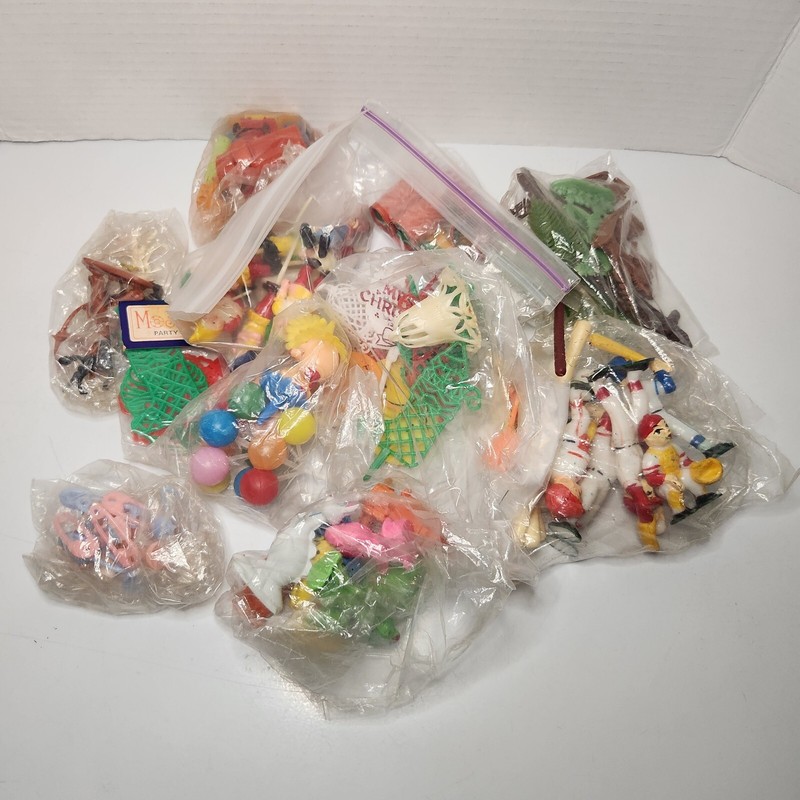 Lot of Vintage Cake Decoration Toppers Cupcake Plastic Variety All Occasions