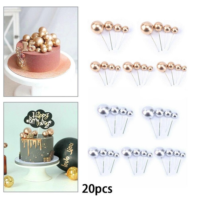 Golden Foam Ball For Cake Decor 20pcs Assorted Sizes 2cm 2.5cm 3cm 4cm gallery