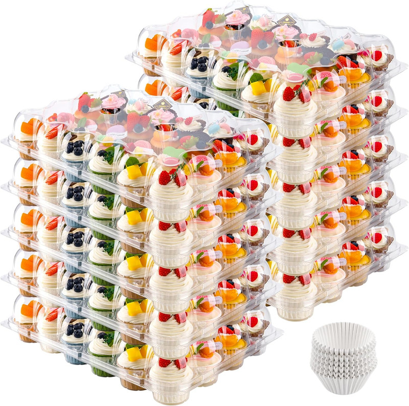 24 Count Cupcake Containers 10 Pack Cupcake Holders Plastic Stackable Cupcake Bo gallery