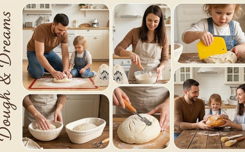 Banneton Basket Set, plete Sourdough Baking Kit with 9'' Round and 10'' gallery