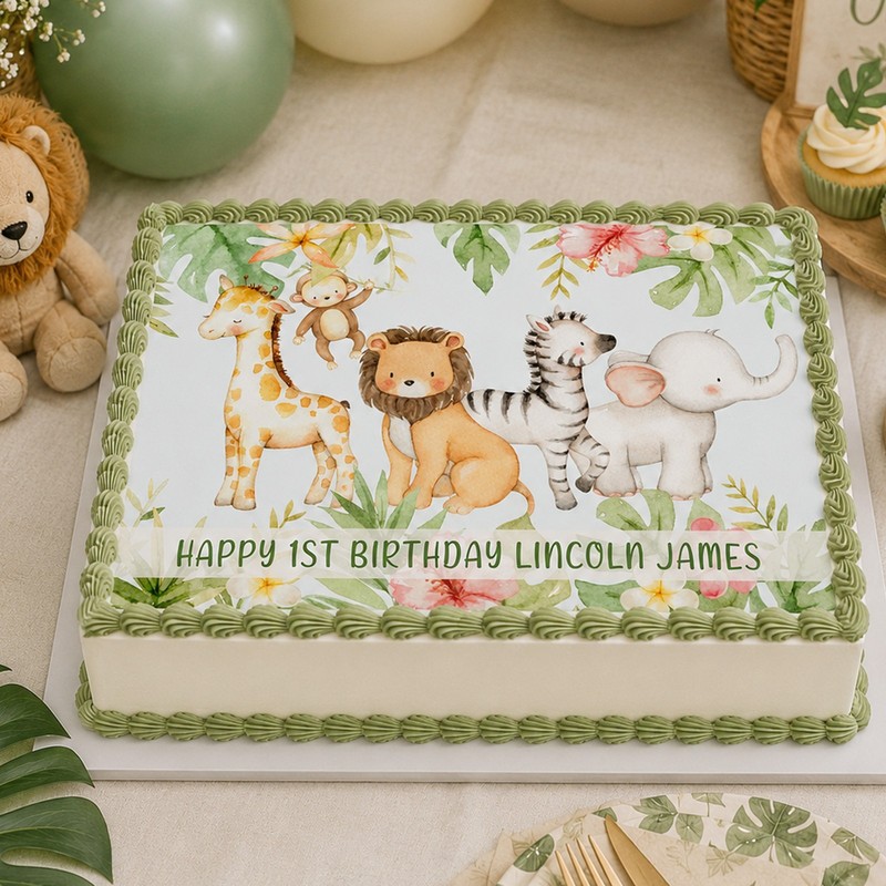 Jungle Animal Safari Personalised Edible Cake Topper