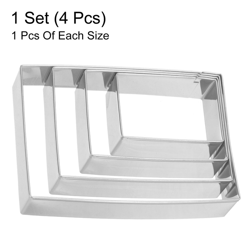 Rectangle Cookie Cutter Set Assorted Sizes Stainless Steel Geometric Cutters gallery