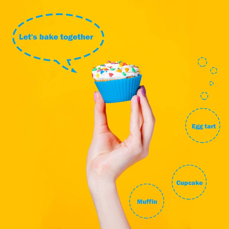 24 Pack Silicone Cupcake Baking Cups Reusable Food-Grade BPA Free Non-Stick M... gallery