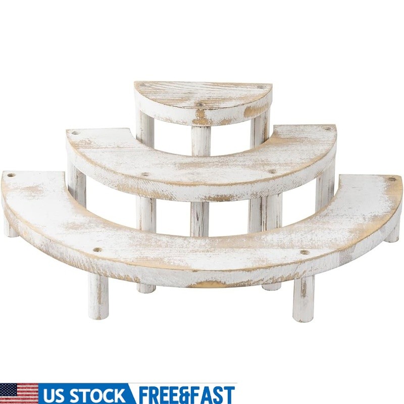 Rustic 3-Tier Wooden Display Stand Vintage Riser Counters Vanities Tables New