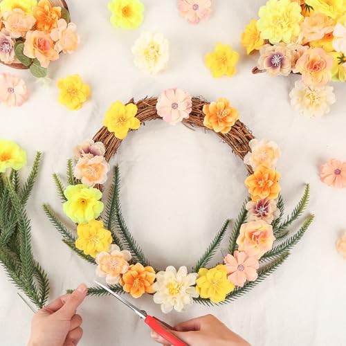 210 Pcs Mini Silk Flower Heads Small Fake Rose Daisy Faux Flowers Bulk Yellow gallery