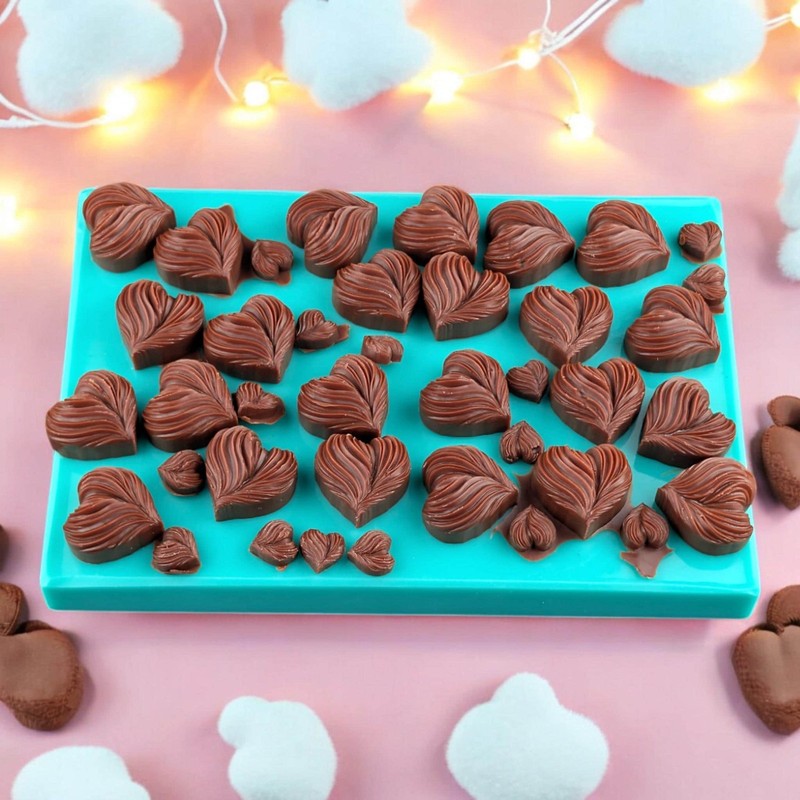 Mini Hearts Mold - Silicone Chocolate Lollipop Mold for Candy Making, Wax Melts gallery