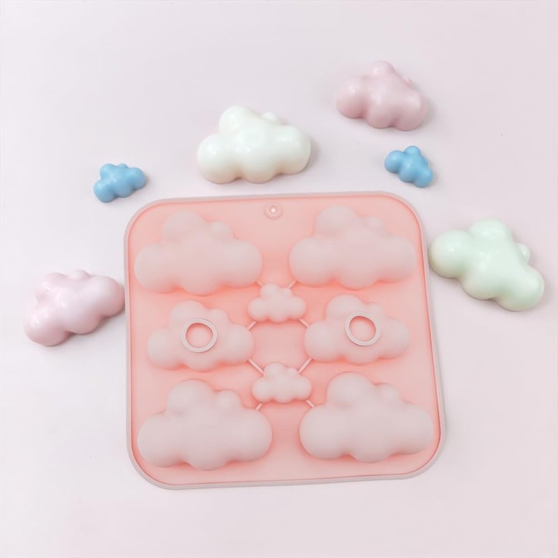 2 Pack Cloud Silicone Molds 3D Cake Chocolate Fondant Candy Tray Pink gallery