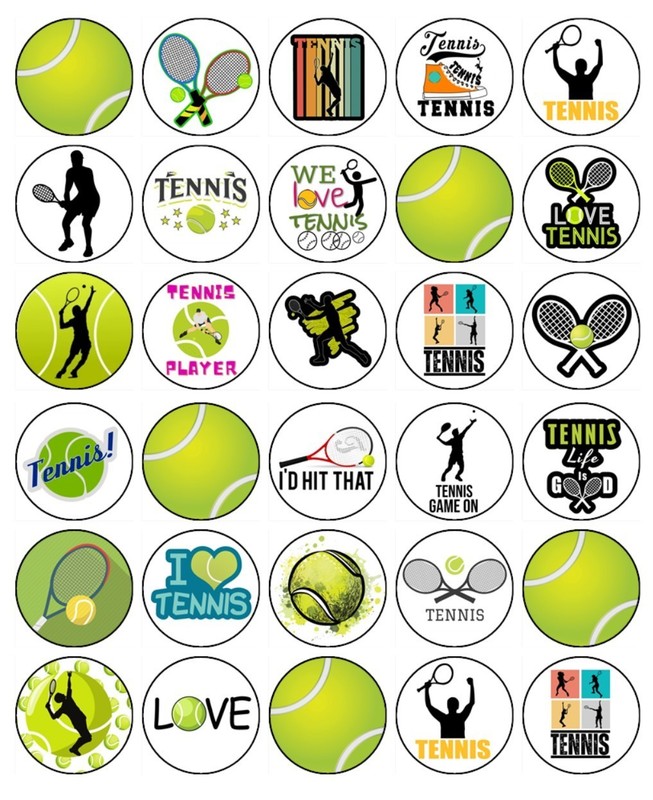 Tennis Balls Edible Cupcake Toppers Tennis Theme Icing Birthday Decorations