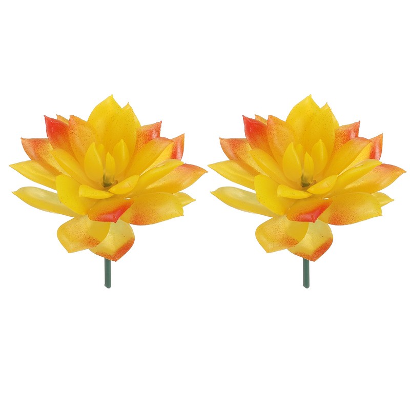 2Pcs Artificial Succulent Plants Faux Artificial Lotus Yellow