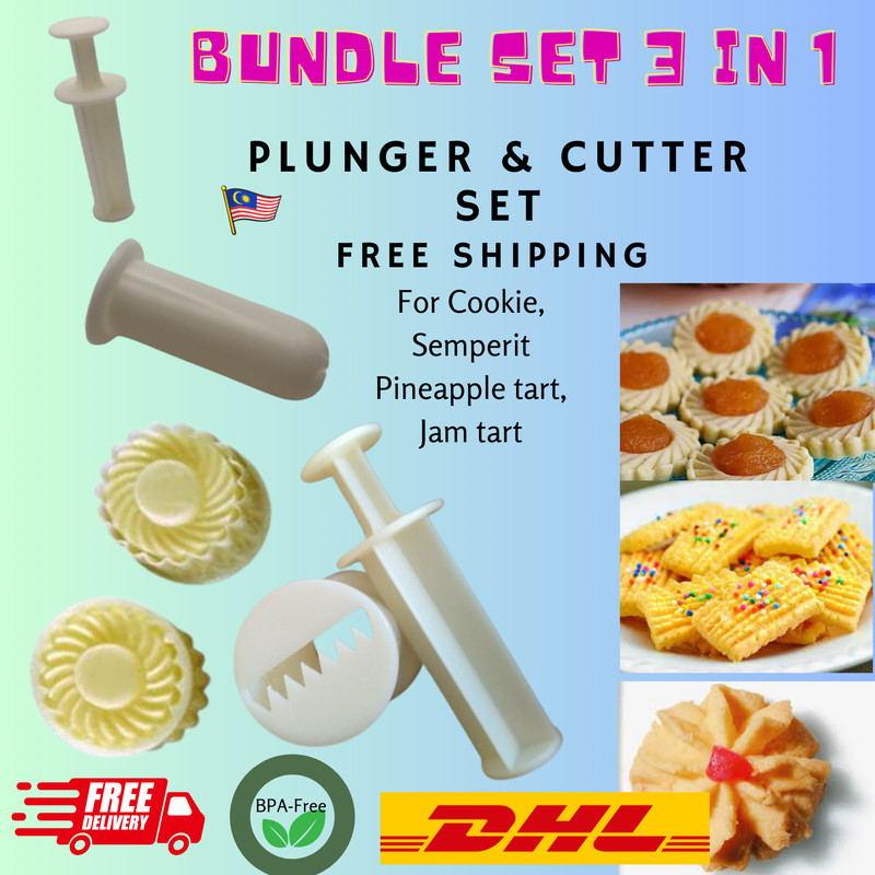 3 x Pineapple Jam Tart Mold Cookie Semperit Plunger & Cutter Xmas Marmalade Tool
