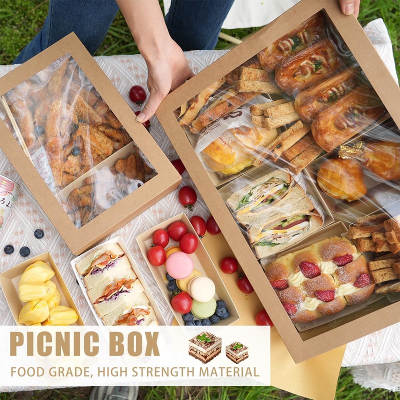 10 Pack Large Bakery Boxes with Window 22x9.8x3.15 Inch Cookie Cardboard Pastry gallery