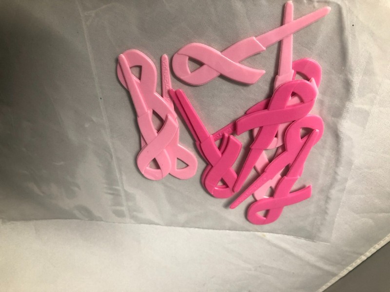 Bakery Crafts Breast Cancer ribbon cupcake picks, 12 ct / NEW gallery