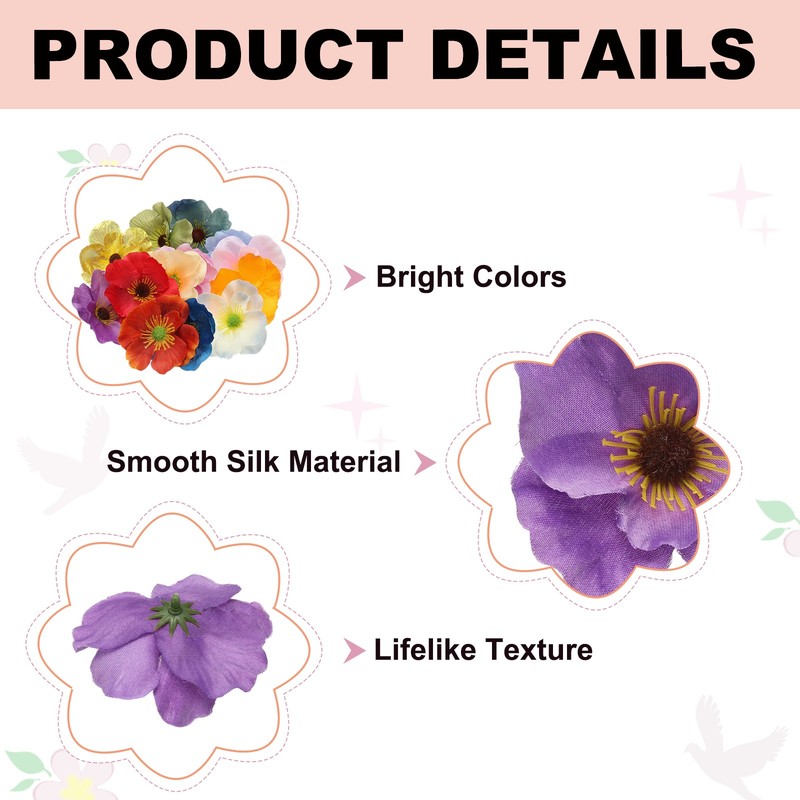 50 Pcs Artificial Flower Heads, Fake Wildflower Heads, Autumn Purple gallery