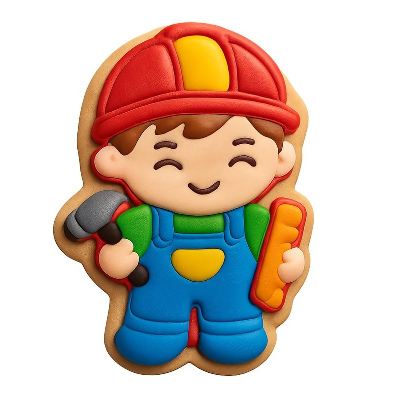 Chibi Carpenter in Overalls Cookie Cutter & Stamp, Fondant & Clay Cutte - 2.8x4" gallery