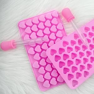 2 Pack Silicone Mini Hearts Molds with 2 Droppers Ice Cube Heart Mold Mini gallery