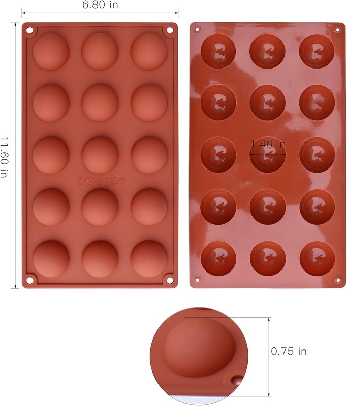 Small 15-Cavity Semi Sphere Silicone Mold, 3 Packs Baking Mold for Making Cho... gallery
