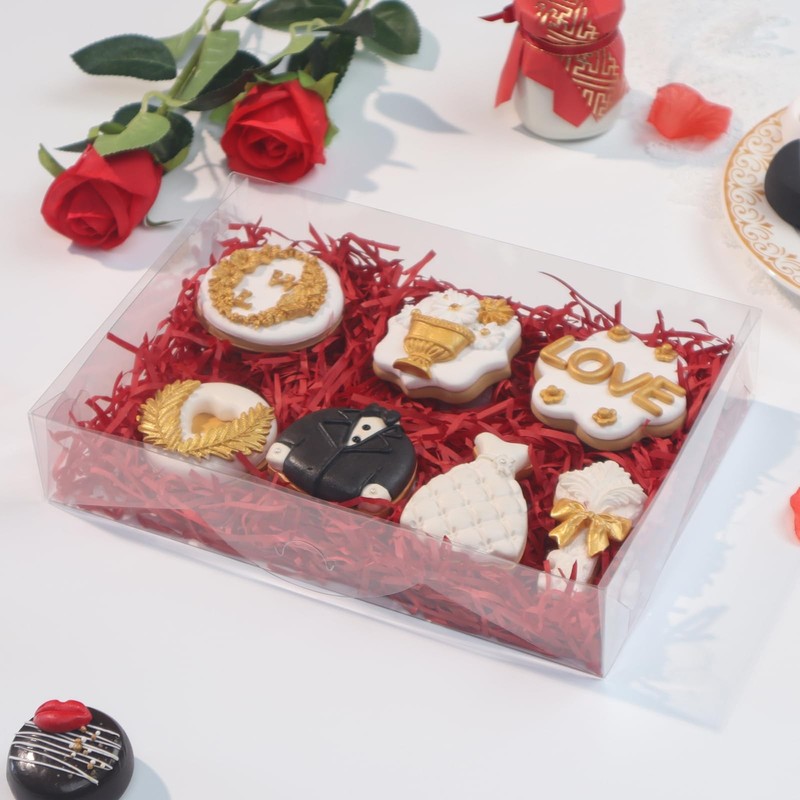 Clear Strawberry Bakery Boxes 4 PCS 10x7x2 inch Cookie Macaron Boxes gallery