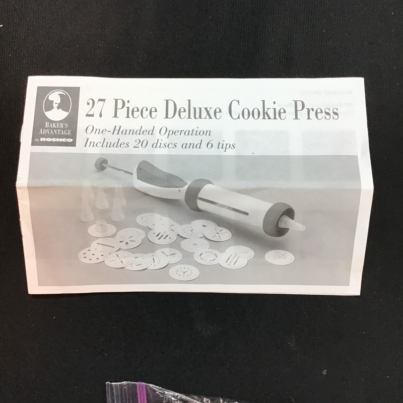 Roshco Bakers Advantage Deluxe Christmas Cookie Press 20 Discs 6 Tips Open Box gallery