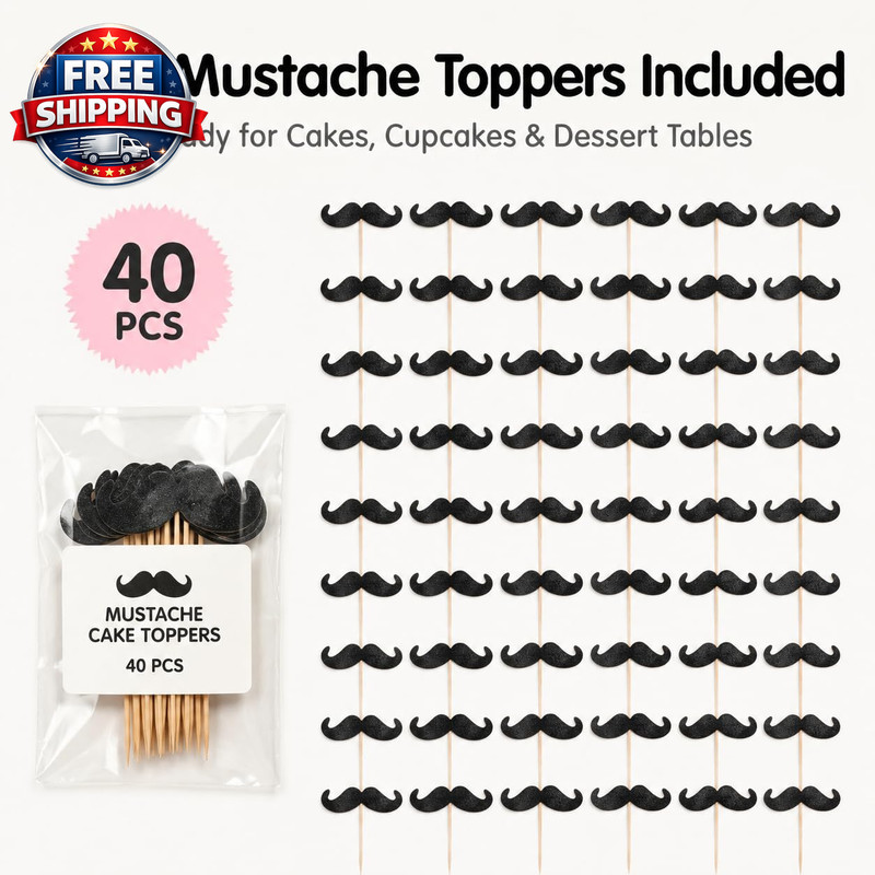 Para Cuartos Cupcake Ornaments Cupcake Topper 40Pcs Mustache Party Decorations L gallery