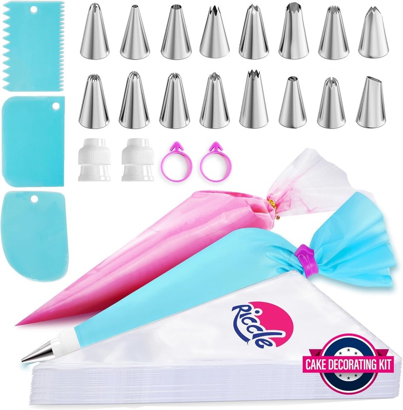 Piping Bags & Tips Set 11.8 Inch 100 Anti Burst Piping Bags 124 Pcs Cake