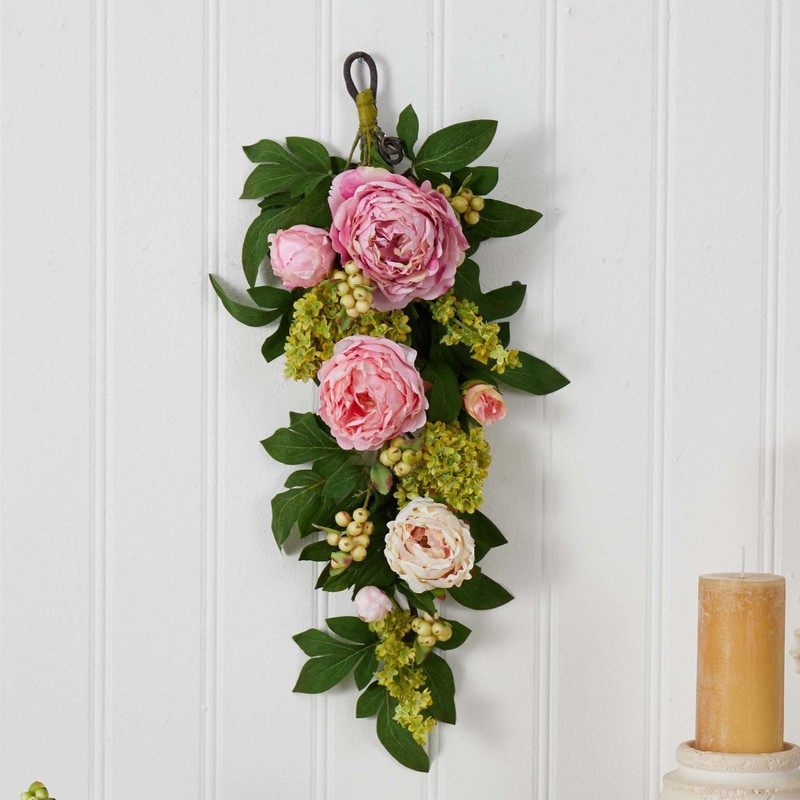 Nearly Natural 24In. Mixed Teardrop Garlands Pink21 X 6.5 X 7.25 4540 gallery