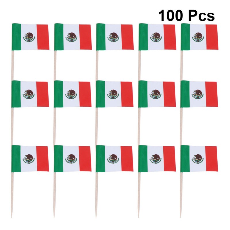 100x Cupcake Toppers Handheld Flags Mexico Toothpick Flags Mexican Cocktail Flag gallery