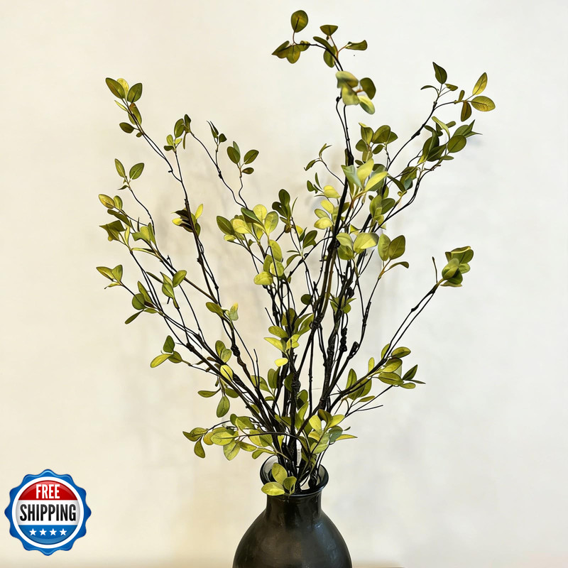 Duhouse 34 5Pcs Artificial Ficus Branches Fake Greenery Stems Faux Eucalyptus