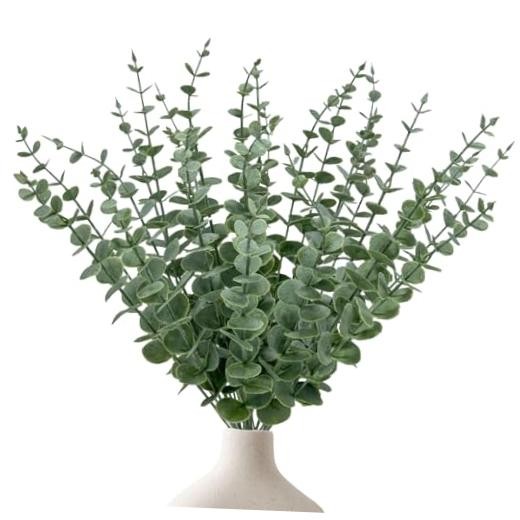 25Pcs Artificial Eucalyptus Stems, Realistic Fake Eucalyptus Branches for Home