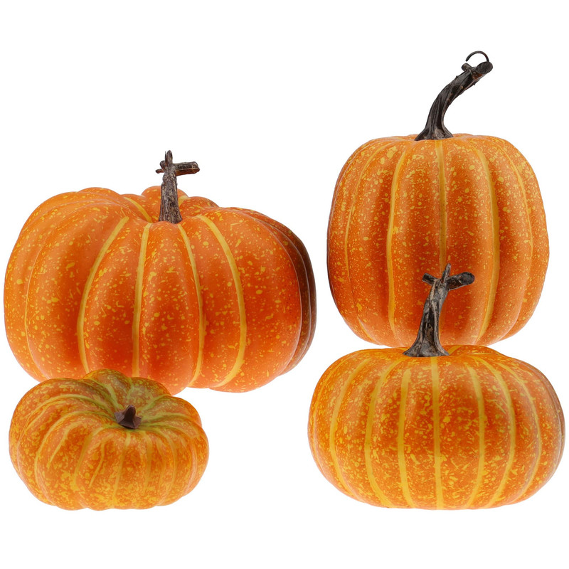 Gresorth 4 Pcs Fake Pumpkins Artificial Vegetable Fall Autumn Halloween