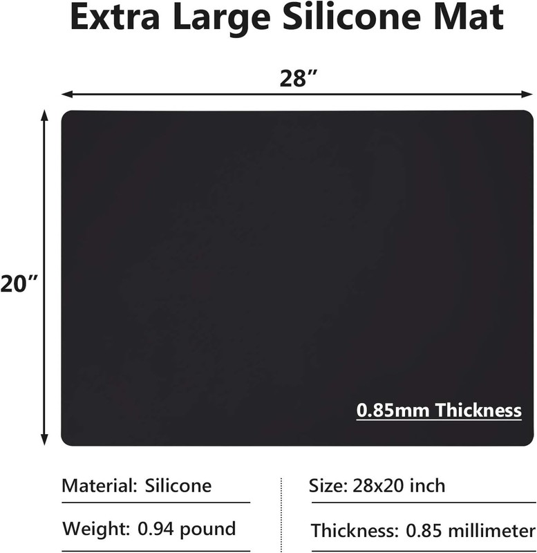 Gartful Extra Large Silicone Mats for Countertop, 28" XL-28 x 20x 0.03, Black gallery