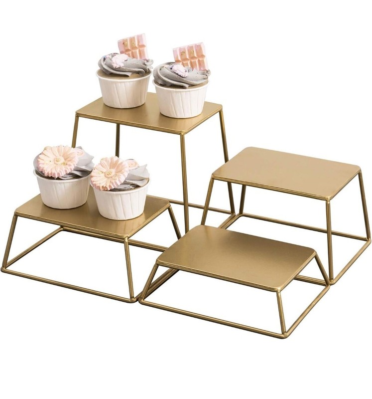 Modern Modern Brass Metal Food Display Stands, Cupcake Dessert Stands, Set of 4