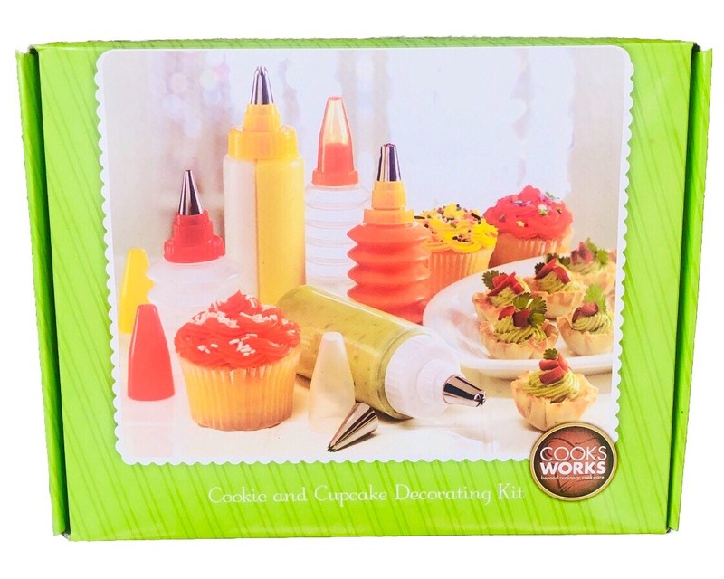Cooks Works 5 Bottles 5 Tips Cookie And Cupcake Decorating Kit 076753823166 New