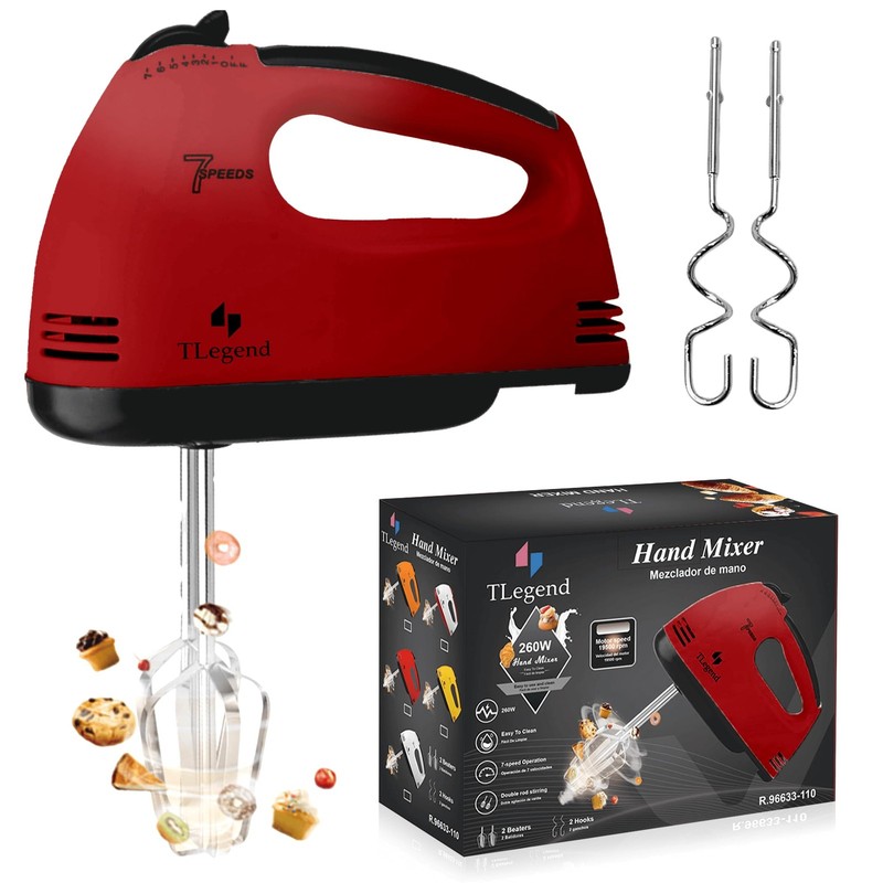Hand Mixer Electric Handheld – 7 Speed Ultra Power Electric Mixer Handheld (Red)