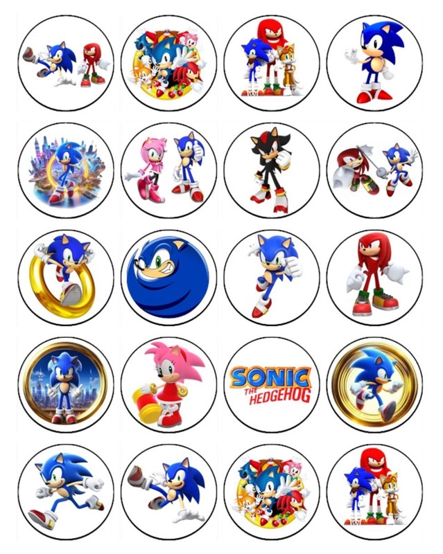 Sonic Cupcake Toppers Edible Wafer Gaming Birthday Party Cake Decorations