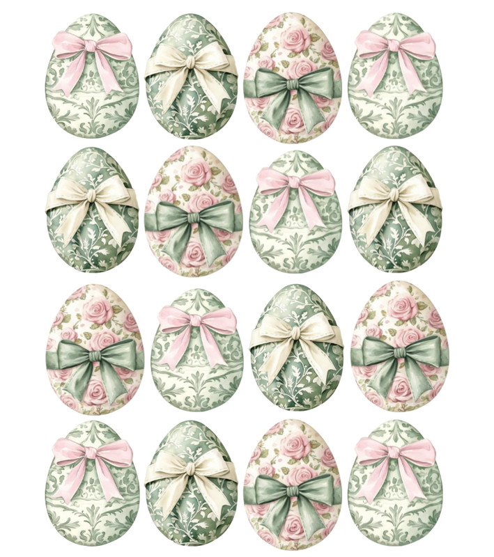 Edible Vintage Easter Eggs Green Mix Icing/Wafer cupcake Toppers Decorations