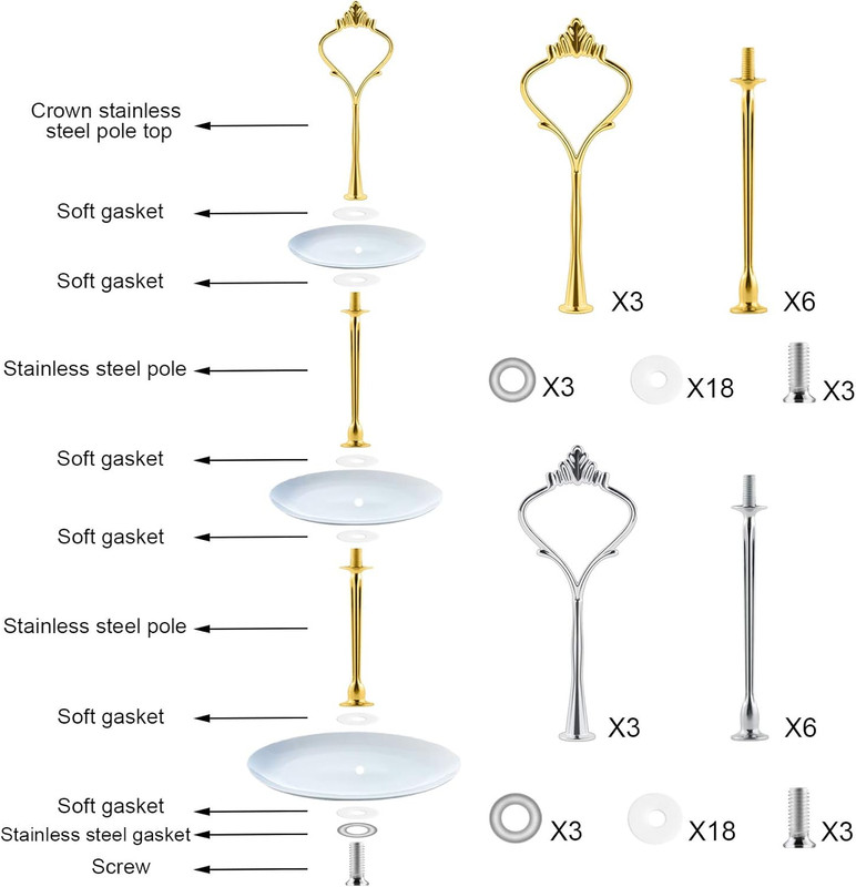 6 Set Tiered Tray Hardware for Cake Stand Mold Crown 3 Tier Cake Stand Fittings gallery