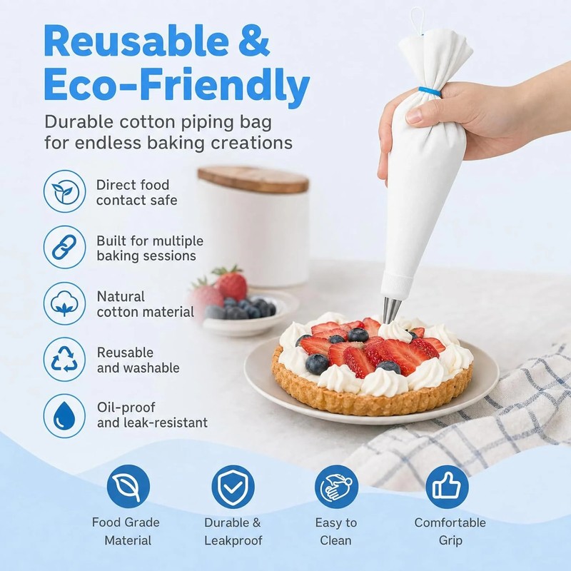 Reusable Piping Bags and Tips Set - 16" Pastry Bags for Cake Decorating, Cupcake gallery