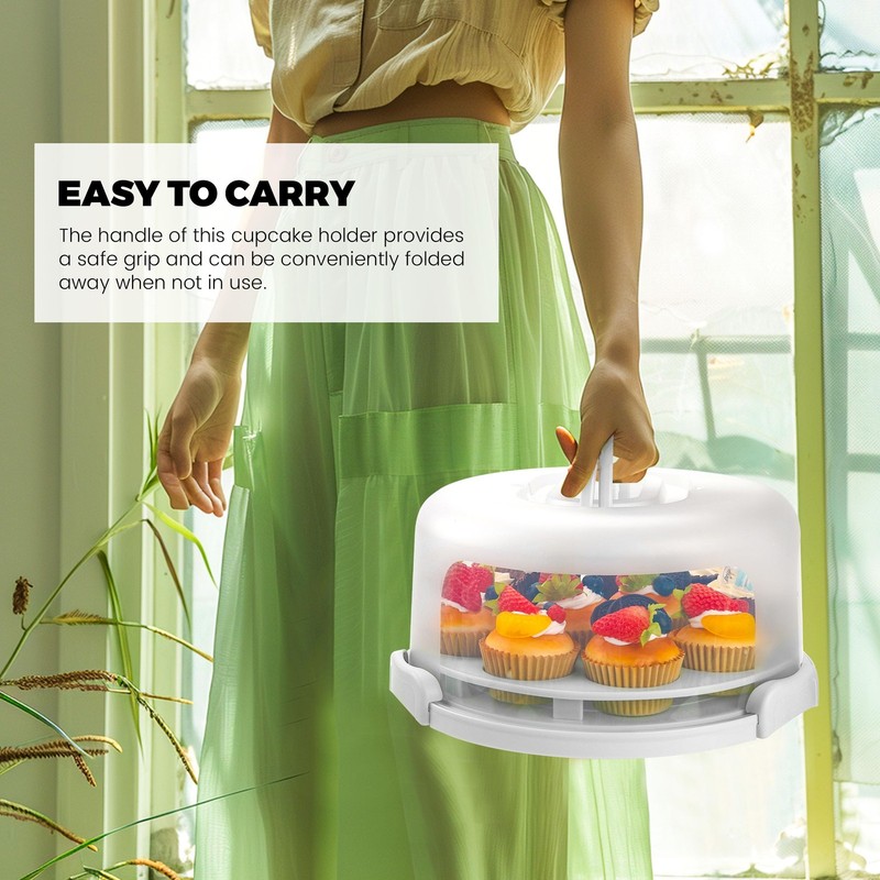 White Cake Containers with Lids Round Plastic Cupcake Holders 4-in-1 Multipur... gallery