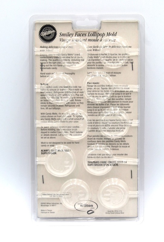 Wilton Candy Chocolate Lollipop Mold Smiley Faces 1 Design 10 Cavities NOS 2002 gallery